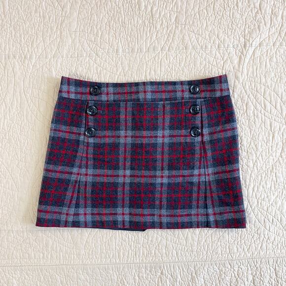 GAP Wool Plaid Mini Skirt Womens 12 Plus Size Dark Academia Y2K Preppy Indie - Picture 1 of 7
